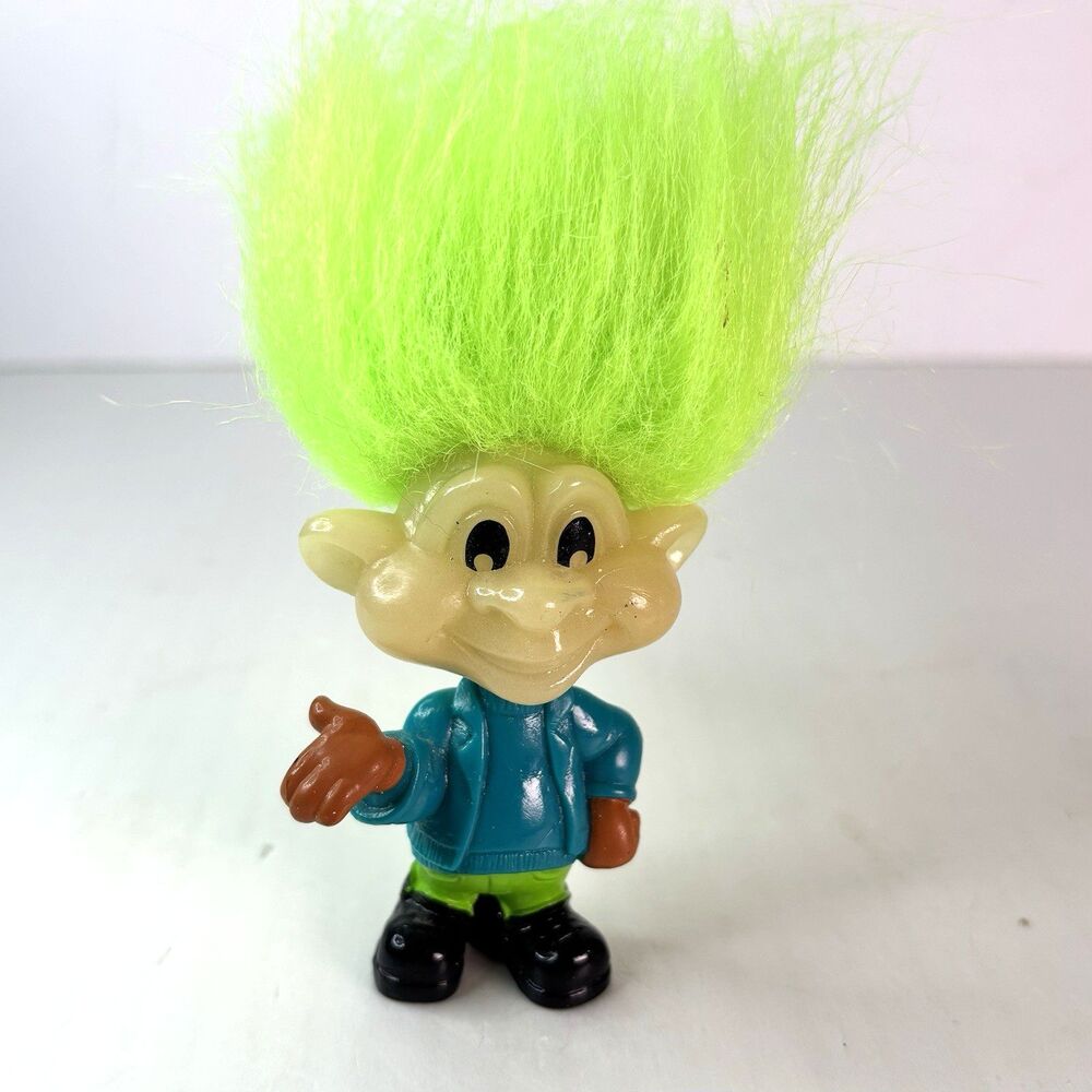 Troll Green Hair White Face 1993 Burger King Toy Vintage 90s Made in China